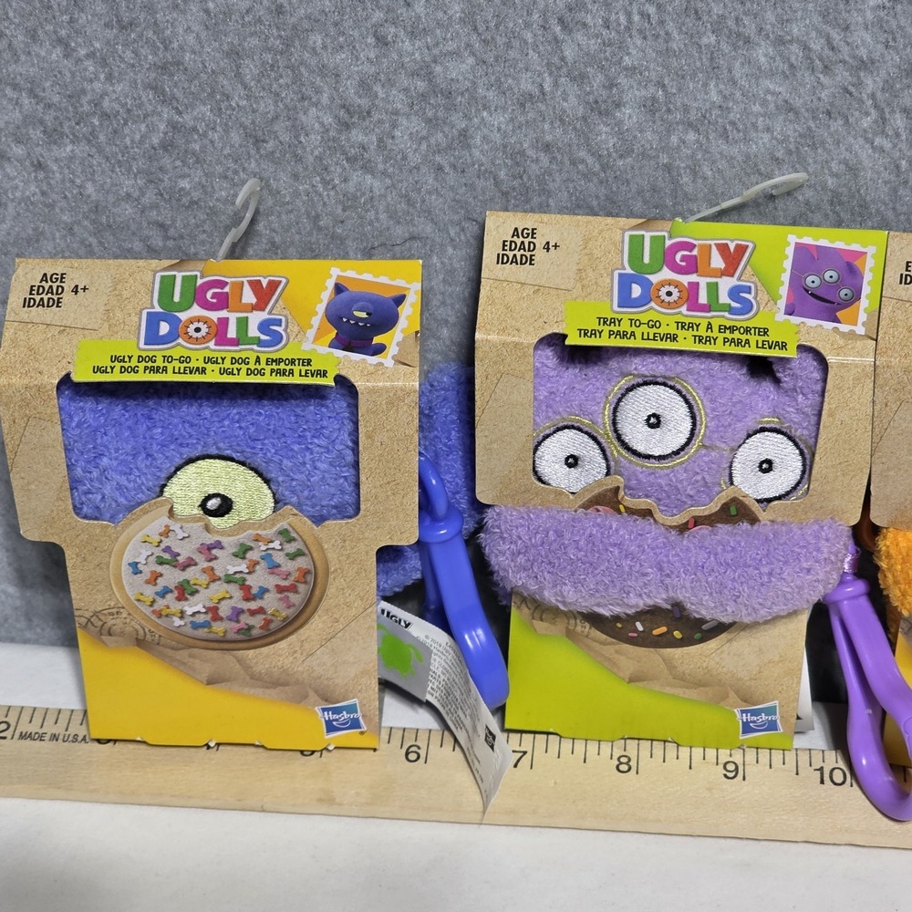 Hasbro UglyDolls Mini Plush Clip-On Keychains Lot of 5 2019 Age 4+ - Picture 2 of 8